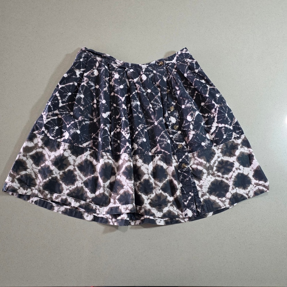 Thakoon for Target Black White Tie Dye Button Front Cotton Mini Skirt Size 1